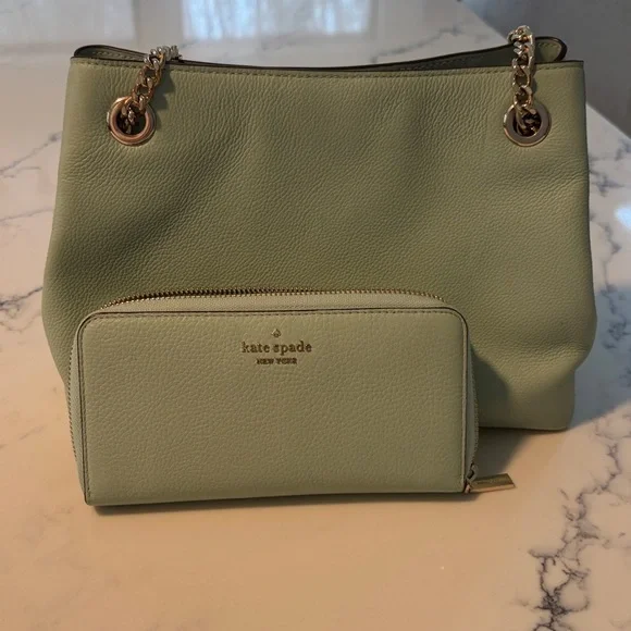🍀Kate Spade Halle Chain-Handle Shoulder Bag in Seawater AND Matching Wallet!!